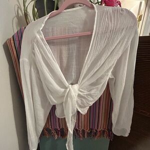 White Tie-Front Blouse